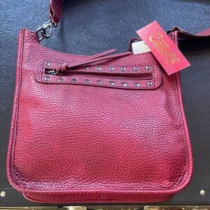 Carlos Santana Burgundy Garnet Pebbled Crossbody